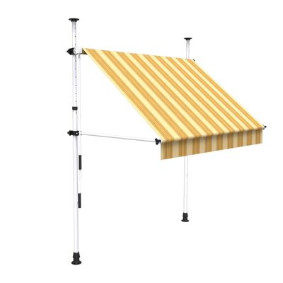 Store à projection autoportant sans perçage 250 x 150 cm - Terrasse ou balcon - Jaune rayé - Sunny Inch