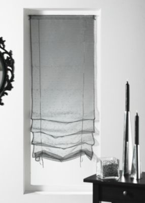 Store à remonter voilage organza fantaisie 'goutte d'eau' (45x200cm - Gris clair)