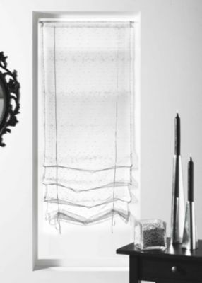 Store à remonter voilage organza fantaisie 'goutte d'eau' (70x200 cm - Blanc)