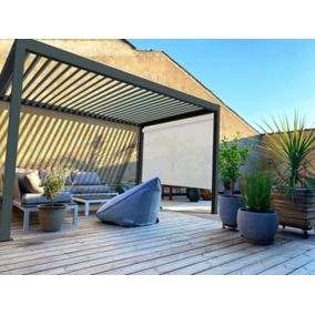 Store sans guide latéral autoportant / façade 3 m pour pergola Salto Alumin'home gris foncé RAL 7016