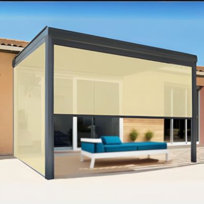 Store Screen ARGON (Écru micro perforée - Gris anthracite - 4,00 x 2,50m)