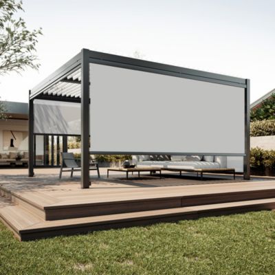 Store screen vertical 370 x 218 cm coffre intégral guidage par câbles inox pour pergola ou installation seule - Anthracite