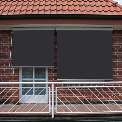 Store vertical 1,8 x 2,5 m enrouleur extérieur terrasse ou balcon - Armature Blanc laqué - Toile Gris anthracite - Sunny Inch
