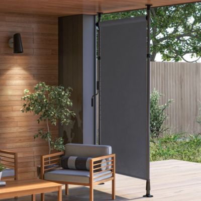 Store vertical 150 cm en aluminium gris foncé réglable sans perçage