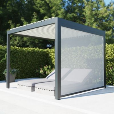 Store zippé latéral autoportant / façade 3 m pour pergola Salto Alumin'home gris foncé RAL 7016