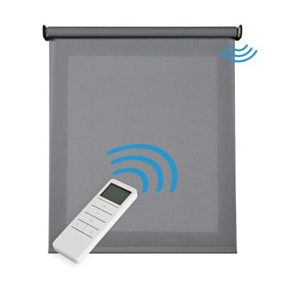 Stores enrouleurs motorisés screen premium, tissu technique, moteur, télécommande,  Gris Foncé 200x250 cm