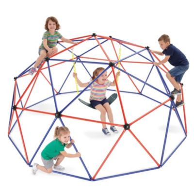 Structure d'escalade balançoire résistante aux intempéries multicolore acier 305x158cm 4 places