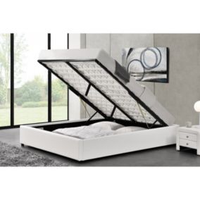 Structure de lit avec coffre 160 x 200 cm blanc - KENNINGTON