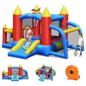 Structure gonflable pour Enfant avec Zone de Saut de Mur escalade et Toboggan Ventilateur Inclus