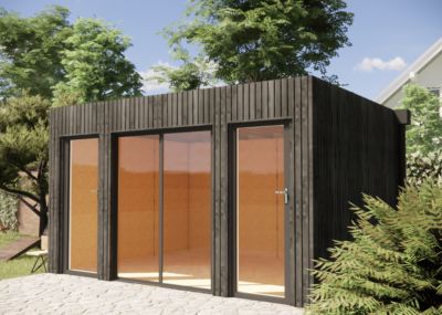 STUDIO DE JARDIN / 15,7 m2 - 4,45 x 3,52m / Bardage Noir / Intérieur ...