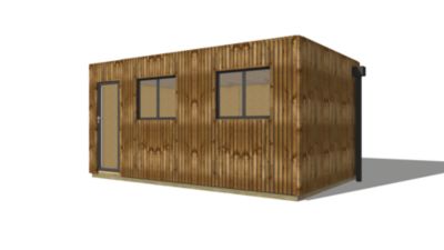 STUDIO DE JARDIN / 19,5 m2 - 5,55 x 3,52m / Plancher isolé / Bardage Brun / Intérieur OSB / Livraison Gratuite