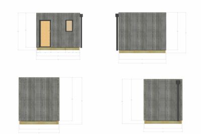 Studio de jardin bien isolé en bois 3,3 x 2,4 x 2,7 m / isolation RE2020 avec plancher isolé / menuiseries alu k-line
