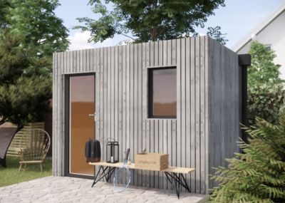 Studio de jardin bien isolé en bois 3,3 x 2,4 x 2,7 m / isolation RE2020 avec plancher isolé / menuiseries alu k-line