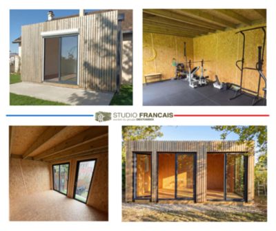Studio de jardin bien isolé en bois 3,3 x 2,4 x 2,7 m / isolation RE2020 avec plancher isolé / menuiseries alu k-line