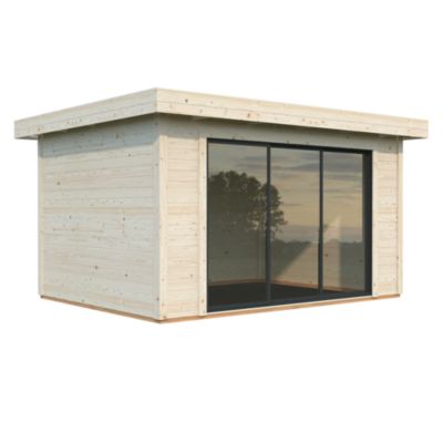 Studio de jardin bois Lydia en bois Ep.28 mm White Wood 15 m²