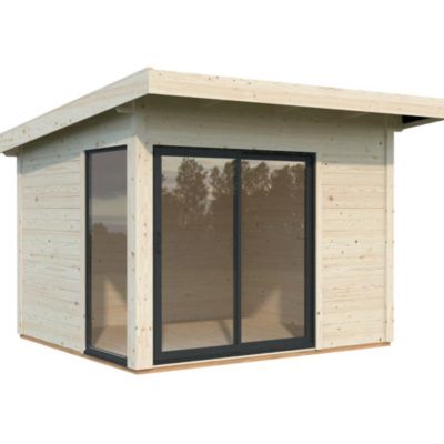 Studio de jardin Palmako Andréa bois et double vitrage Slide+ surface extérieure totale 11,7m²