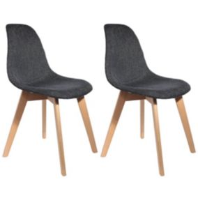 STYGN - Lot de 2 Chaises avec Maille Noire Fils Argentés