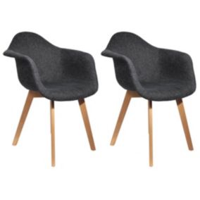 STYGN - Lot de 2 Fauteuils avec Maille Noire Fils Argentés