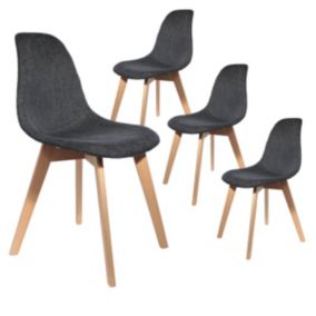 STYGN - Lot de 4 Chaises avec Maille Noire Fils Argentés