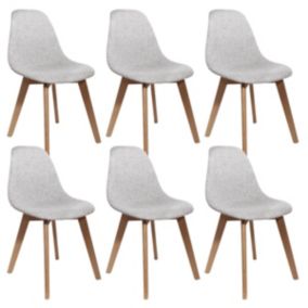 STYGN - Lot de 6 Chaises avec Maille Grise