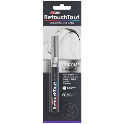 Stylo retouche métal Retouchtout coloris argent chromé brillant 6ml Soloplast