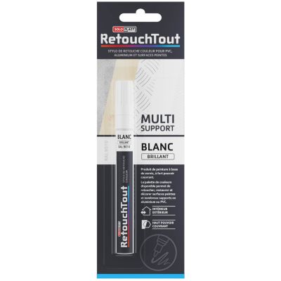 Stylo retouche multisupports coloris blanc brillant RAL9010 10ml Soloplast