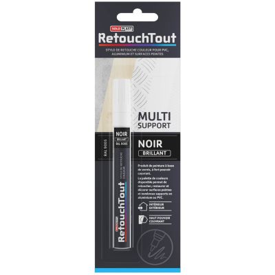 Stylo retouche multisupports coloris noir brillant RAL9005 10ml Soloplast