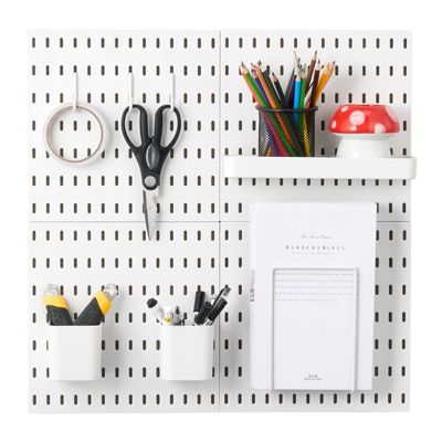 SucceBuy Panneau perforé mural 280x280mm, plastique, 4 panneaux, blanc.
