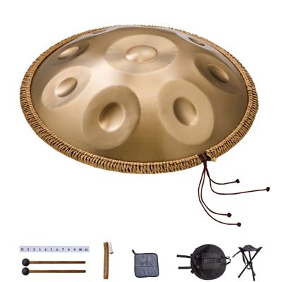 SucceBuy Tambour à Main Tambour Handpan 56 cm 9 Notes Tonalité Ré Mineur 432 Hz