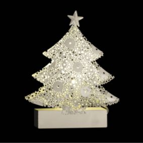 Sujet de Noël lumineux Sapin en métal LED blanc chaud H 14.5 cm