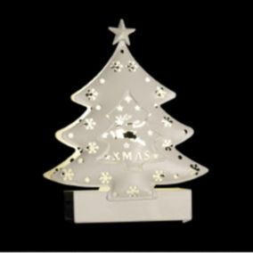 Sujet de Noël lumineux Sapin en métal LED blanc chaud H 14.5 cm