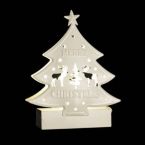 Sujet de Noël lumineux Sapin en métal LED blanc chaud H 14.5 cm