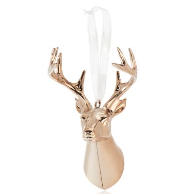 Sujet de noël tête de cerf champagne 13cm