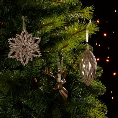 Sujet de noël tête de cerf champagne 13cm