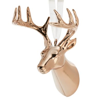 Sujet de noël tête de cerf champagne 13cm