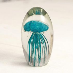 Sulfure verre méduse turquoise 9x6cm