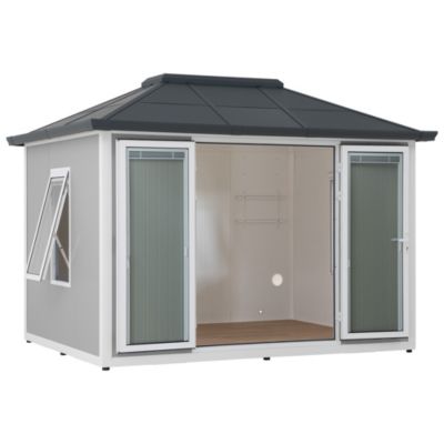 Sunjoy Abri de jardin aluminium/acier RIGA - 302cm x 386cm, gris