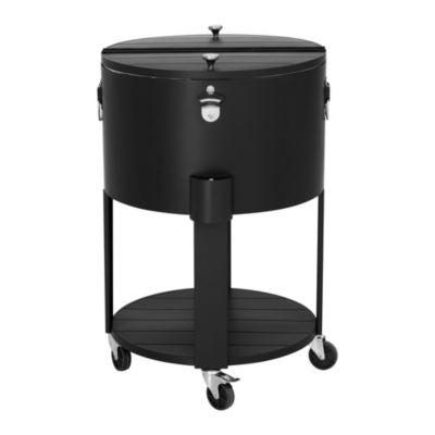 Sunjoy Chariot à boissons roulant avec glacière, décapsuleur et étagère, noir
