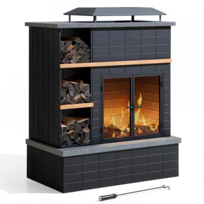 Sunjoy cheminée à bois en acier ETNA - 106 cm x 132 cm, noire
