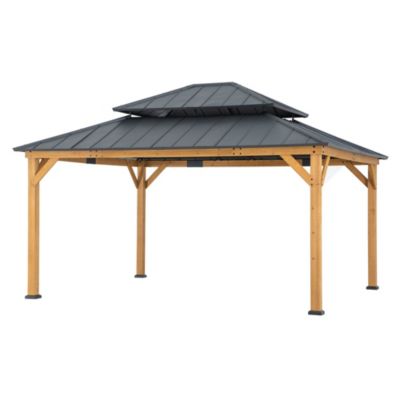 Sunjoy Tonnelle en bois de cèdre RIMO - 390cm x 450cm, anthracite