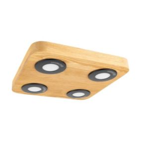 Sunniva Plafonnier Incl. 4xLED Intégrée  1200lm 3000K 5W Pin teinté Brun/Métal Noir