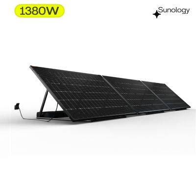 Sunology PLAY2, Kit 3 panneaux solaires complet 1380W bifacial, 3 Stations solaire livrées assemblées, installation sol ou mur