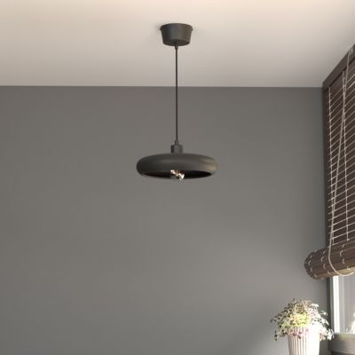 Supension ronde en céramique noir Osage H.110 x Ø30cm E27 15W GoodHome