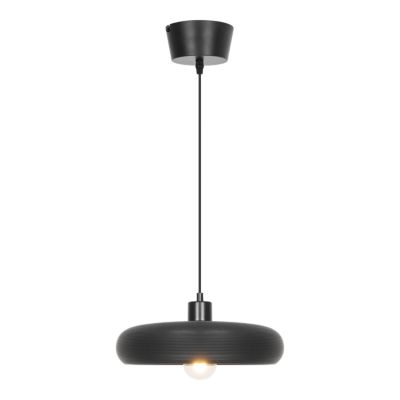 Supension ronde en céramique noir Osage H.110 x Ø30cm E27 15W GoodHome
