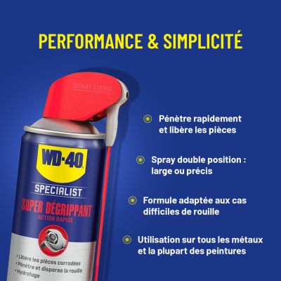 WD-40 Specialist Super Dégrippant Spray Double Position 250 ML - Efficacité Immédiate