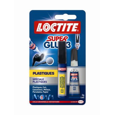 Superglue-3 Spécial Plastiques tube 2gr + stylo 4 ml Loctite