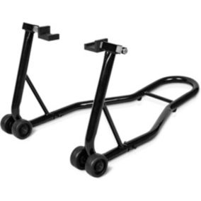 Support Bequille de Moto Velo Arriere Leve avec 4 Roulettes et Bras Reglable de 28 a 33 CM noir