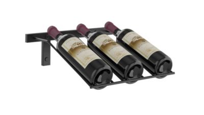 Support à bouteilles Série W Présentoir à 3 bouteilles, métal fini noir