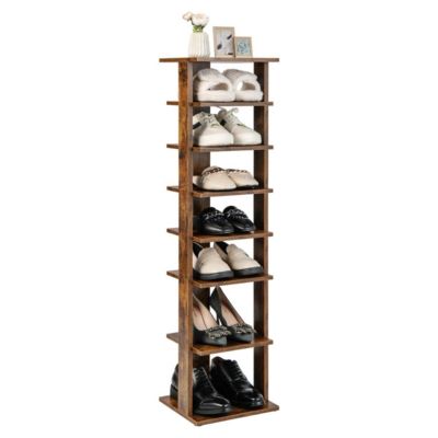 Support à chaussures en bois à 8 niveaux réglable en hauteur, étagère à chaussures peu encombrante, marron