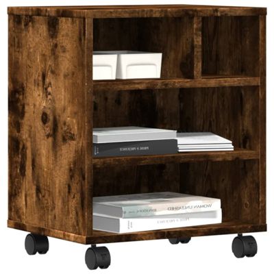 Makastle Support d'imprimante Mobile avec étagère de Rangement, Caisson de Bureau, Table d'imprimante avec roulettes, Chariot d'imprimante, Gris béton 41x32x48 cm